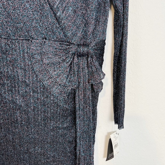 Aidan by Aidan Mattox Metallic Faux Wrap Dress - Picture 7 of 13